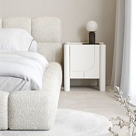 Nočna omarica Lunaria z rezkanim čelom, bela, lectus