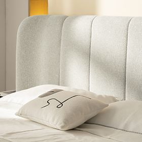 Oblazinjena postelja Snoovia 160x200 cm, z letvami in shranjevalnim prostorom, svetlo bež, lectus