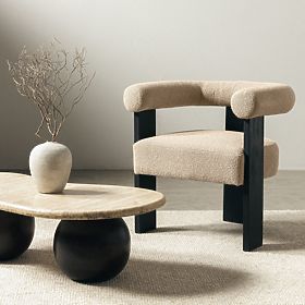 Oblazinjeni stol Chili bež/črna, kavčukov les