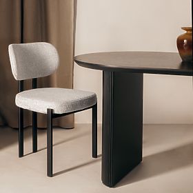 Oblazinjeni stol Flare, bež/črne noge, lectus