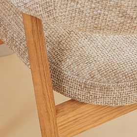 Oblazinjeni stol Giovani, bež/hrastovina, zaobljen, lectus