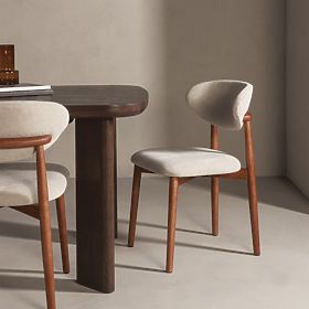 Oblazinjeni stol Merano bež/svetli oreh