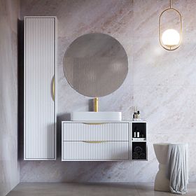 Omara pod umivalnik Avila 2.0, 80 cm, z utori, zlate ročaje, bela, lectus