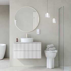 Omara pod umivalnik Grita 80 cm, bela, valovit sprednji panel