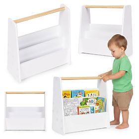 Otroška knjižna polica Montessori regal za knjige organizator 2 nivoja bel ECOTOYS