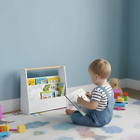 Otroška knjižna polica Montessori regal za knjige organizator 2 nivoja bel ECOTOYS