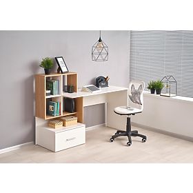 Pisarna miza GROSSO - zlati hrast / bela, Halmar