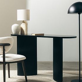 Pisarna miza/konsola Pauline 140 cm, črna, lamele, lectus