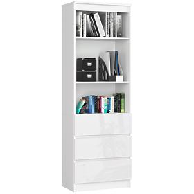 PISARNIŠKI REGAL R 60 cm CLP 3 PREDALI 2 POLICI PK BELA / BELI SIJAJ