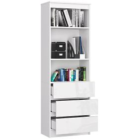 PISARNIŠKI REGAL R 60 cm CLP 3 PREDALI 2 POLICI PK BELA / BELI SIJAJ