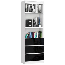 Pisarniški regal R 60 cm CLP 3 predali 2 polici PK Bela / Črna Sijaj