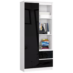 PISARNIŠKI REGAL R 80 cm CLP R11 PK BELA / ČRNA SIJAJ