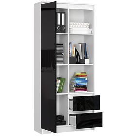 PISARNIŠKI REGAL R 80 cm CLP R11 PK BELA / ČRNA SIJAJ