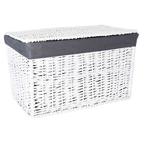 Pletena skrinja 76x46x46 cm - 160L - belo-siva