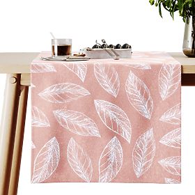 Pogrinjek CALM barva pudrasto roza tiskani rastlinski motiv klasični stil 40x140 ameliahome