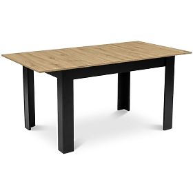 Raztegljiva pravokotna miza 120-160x80 cm za kuhinjo jedilnico za 4-6 oseb hrast artisan, LEOBERT