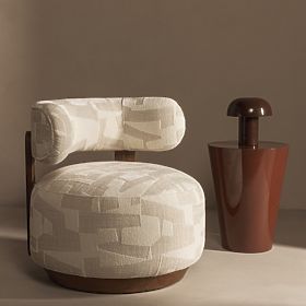 Relaksacijski stol Dolce, zaobljene oblike, bež/krem, oreh, lectus