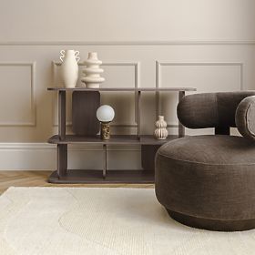 Relaksacijski stol Dolce, zaobljene oblike, rjava espresso, oreh, lectus