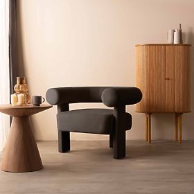 Relaksacijski stol Hella rjav, žametni, zaobljen, lectus