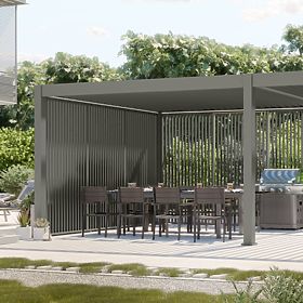 Samostoječa vrtna pergola Lumera iz aluminija, 4x8 m, bioklimatska, LED osvetlitev, električna