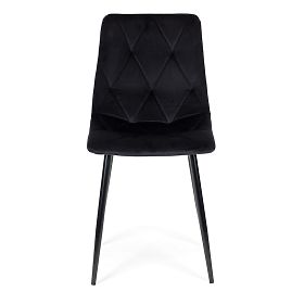 Set 4 prešitih žametnih stolov za jedilnico in dnevno sobo - črni