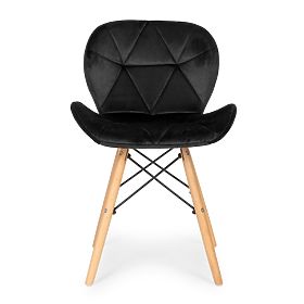 Set 4 žametnih stolov za jedilnico in dnevno sobo - črni, MODERNHOME