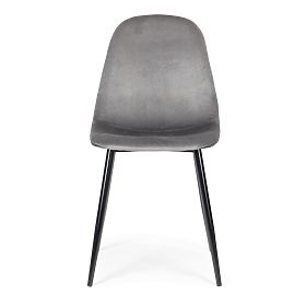 Set 4 žametnih stolov za jedilnico in dnevno sobo - sivi