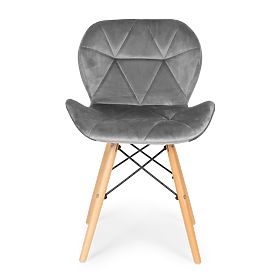 Set 4 žametnih stolov za jedilnico in dnevno sobo - sivi, MODERNHOME