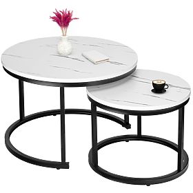 Set dveh klubske mizice Galen Beli Marmor