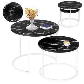 Set dveh mizic Beli Galen Small Črni Marmor