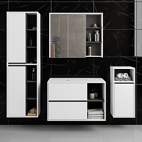 SET VISEČE KOPALNIŠKE POHIŠTVA Z ODPRTINAMI VAMI BELA / GRAFITNO SIVA