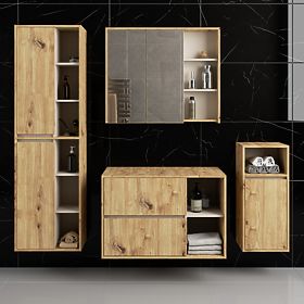 SET VISEČE KOPALNIŠKE POHIŠTVA Z ODPRTINAMI VAMI HRAST ARTISAN / KAŠMIR