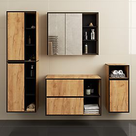 SET VISEČE KOPALNIŠKE POHIŠTVENE S OTVORI VAMI HRAST CRAFT / ČRNA