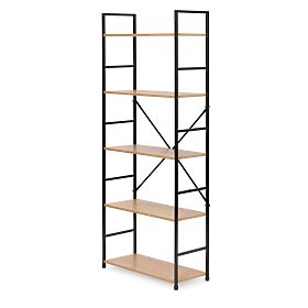 Široka moderna lesena polica LOFT s 5 policami