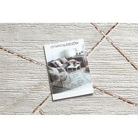 Sodoben tepih DUKE 51557 kremna / zlata - Geometrijski, strukturiran, zelo mehak, resice, F.H.Kabis