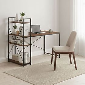 Šolska računalniška miza 120x60 cm s polico in 3 policami temni oreh loft ModernHome, MODERNHOME