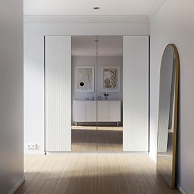 Štirivratna omara Neroli, enostavni utori/ogledalo, bela, lectus