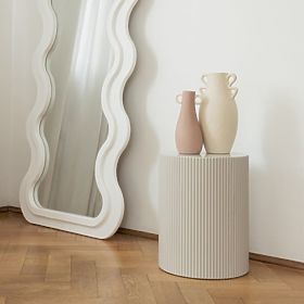 Stranska miza Ermanno, 35 cm, sivo-bež, z utori, lectus