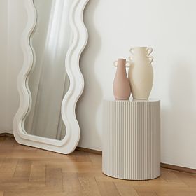 Stranska miza Ermanno, 35 cm, sivo-bež, z utori, lectus