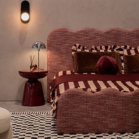 Stranska miza Logan 40 cm, burgundy/češnja, sijajna, lectus