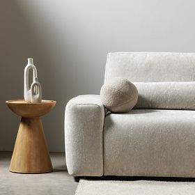 Stranska mizica Arvika 40 cm, okrogla, mangov les, zaobljene oblike, lectus