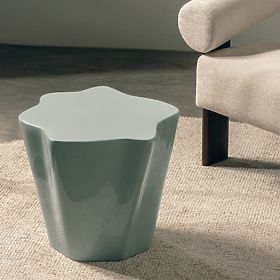 Stranska mizica Bow 49 cm, žajbljeva, sijoča, zaobljene oblike, lectus