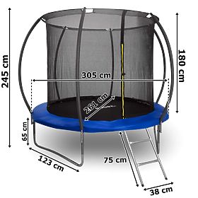 Trampolin s zaščitno mrežo in lestev HENZEN 305 cm modra FT10