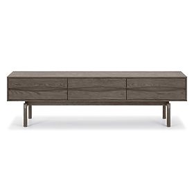 TV omarica Quadri z predali, masiven hrastov les, furnir, espresso rjava, lectus