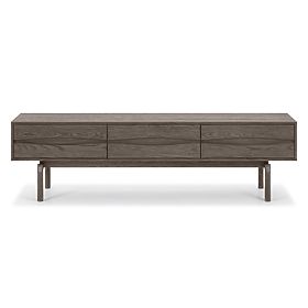 TV omarica Quadri z predali, masiven hrastov les, furnir, espresso rjava