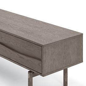 TV omarica Quadri z predali, masiven hrastov les, furnir, espresso rjava, lectus