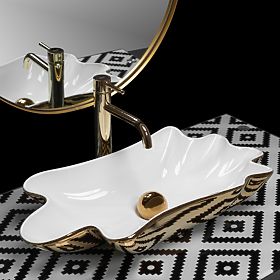 Umivalnik REA Sea Infinity Gold/Bela + Zamašek, Rea