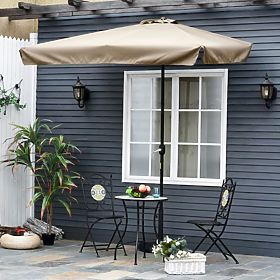 Velik pravokoten vrtni nagibni zložljiv senčnik s kljuko bež 200 x 140 cm, MultiGarden