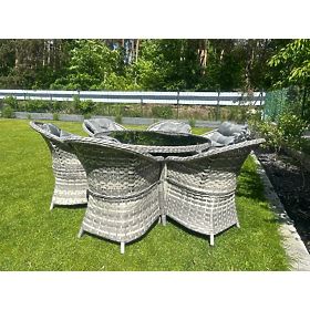 Velika jedilna garnitura iz tehnoratana (6 stolov + miza) MODERNO svetlo siva