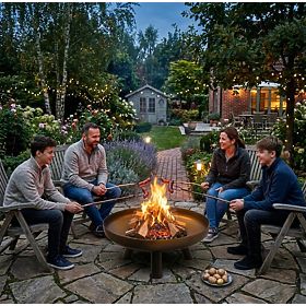 Veliko trdno litoželezno vrtno kurišče 60 cm idealno za taborni ogenj